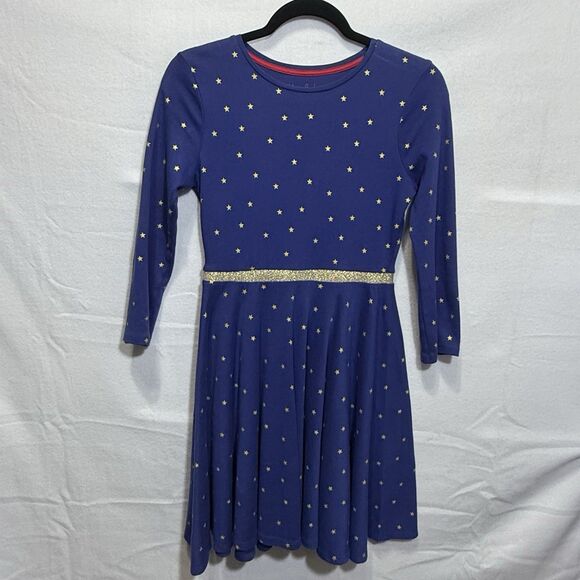 Mini Boden Other - Girl's Mini Boden Navy Gold Star Long Sleeve Skater Dress Size 11-12Y Preppy